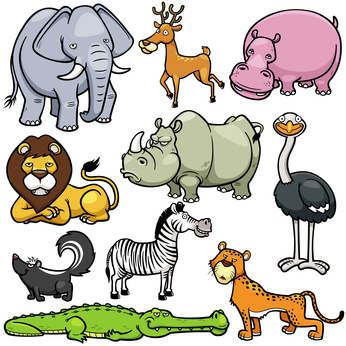 Vector illustration of Wild animals cartoons
